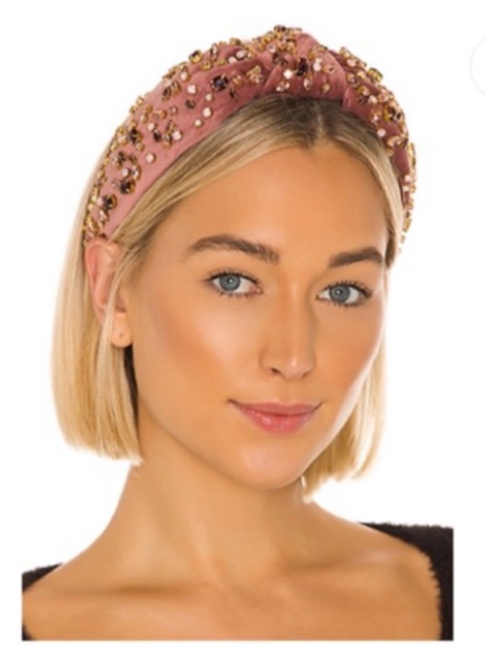 Lele Sadoughi Embellished Pink Beaded Knot Headband